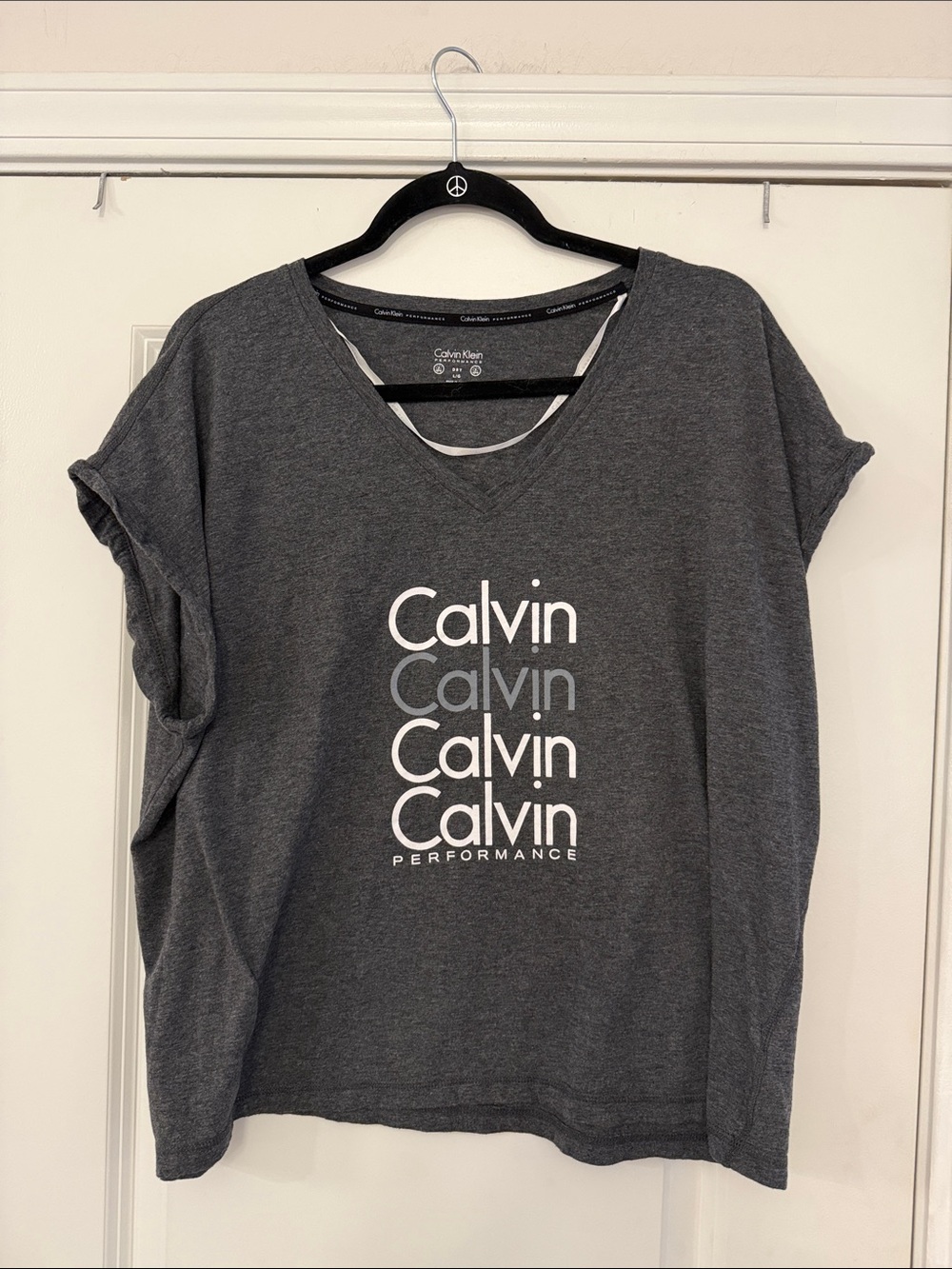 Calvin Klein Women's Charcoal Gray Short-Sleeve Logo Tee